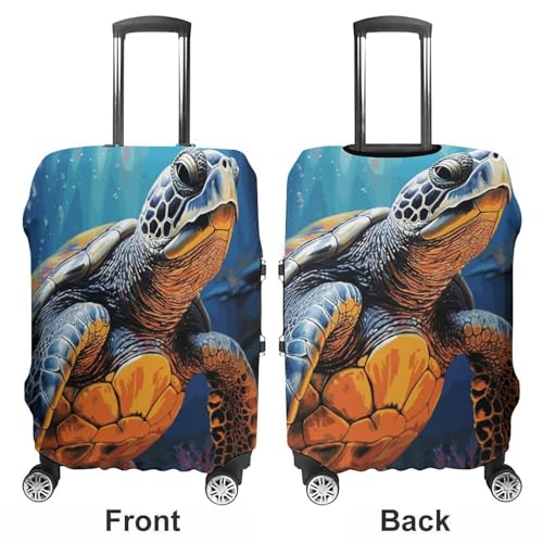 Painted Sea Turtle Luggage Cover Travel Suitcase Covers for Luggage Elastic Carry on Luggage Covers for Suitcase Tsa Approved Washable Luggage Sleeve Protector Fits 18-32 Inch S3
