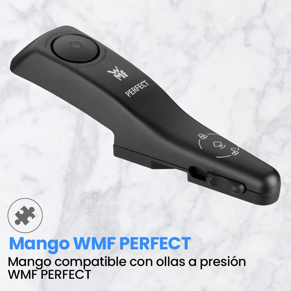 Anakel Home Repuesto de Mango para Tapa Olla Express Perfect 08.9180.6030 Compatible con Toda la Gama de Ollas WMF Perfect (desde 2003), Color Negro, Nueva Versión con Pin sobre Indicador de Presión