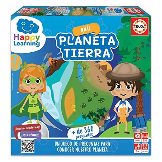 Educa - Quiz Planeta Tierra - Happy Learning, Juego de Mesa con +360 Preguntas Donde los niños aprenderán qué afecta a Nuestro Planeta y qué Podemos Hacer para cuidarlo. A Partir de 6 años (19321)