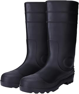 Botas de lluvia para hombre y mujer, botas térmicas unisex para establo y sauce, botas impermeables de establo, medias altas y altas, negras térmicas, impermeables, botas largas de goma