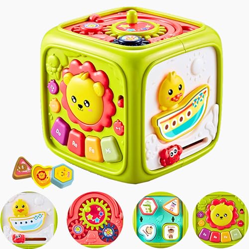 First MART 5 in 1 Activity Toys for 1 Year Old Boy – Animal Voices, Instrument Sounds, Drum Box with Lights, Musical Toys for Kids 1 Years & Toddlers Toys