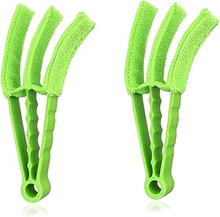 Cleaning brush Microfiber Removable Washable Cleaning Brush Clip Household Duster Window Leaves Blinds Cleaner Brushes Tool clean (2pcs, green)