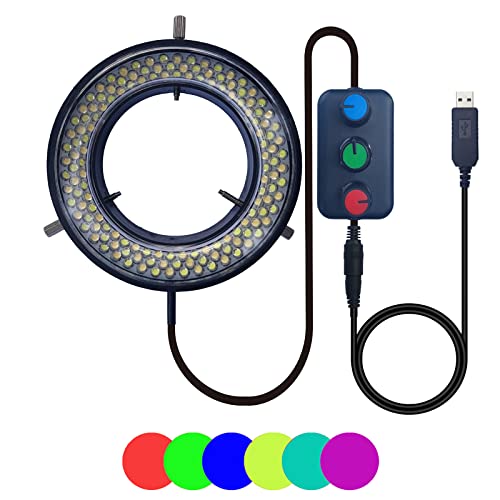 Lampe microscope LED RGB 144 de couleur réglable pour stéréo monoculaire