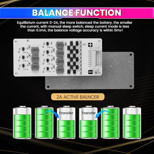 Image of amiciSolar 8S 2A Active Balancer Board for LFP LiFePO4 Lithium Li-ion Lipo LTO Battery Packs - Inductive Energy Equalization for 3.0V~4.2V Cells, Efficient Voltage Balancing