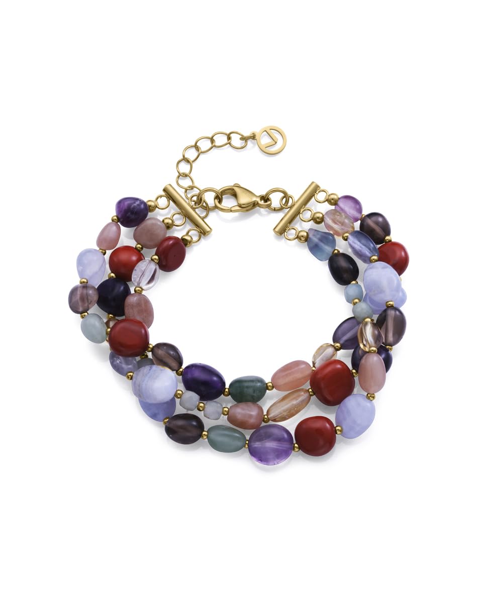 Viceroy Pulsera mujer de acero Ip dorado con piedras naturales