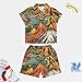 QUPFEOMY Colorful Volcano Graffiti Children's Beach Suit Suitable for Boys And Girls Teen Beach Two Piece Set 7-8T