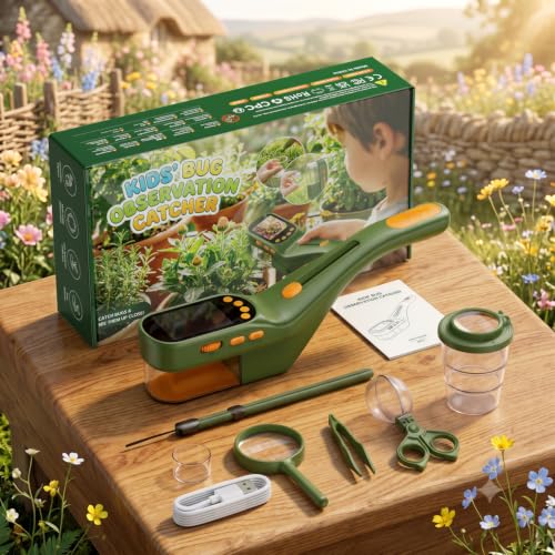 OAEBLLE Bug Catcher for Kids, 500X Zoom, 2.4" Screen, STEM Toy 4-8, Pine - image 9