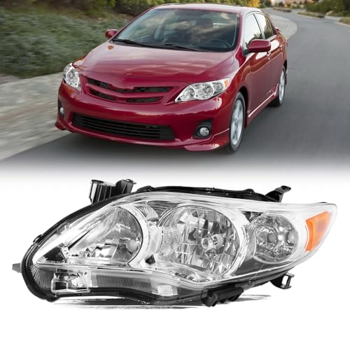 Aosky Headlight Assembly Compatible for 2011 2012 2013 Toyota Corolla 4-Door OE Style Halogen Headlamps Replacement Left Driver Side