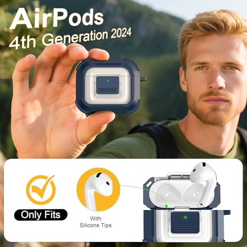 Image of RFUNGUANGO for AirPods 5 /4 Case (2026 /2024) with Lock, Blue