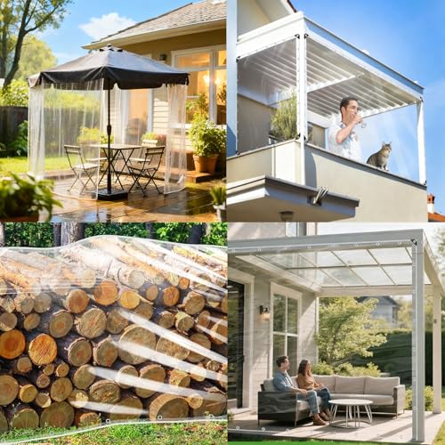 Lona transparente exterior de 50x440 cm impermeable para terrazas 8