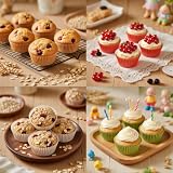 SERYUUT Silikonowa forma do pieczenia muffinek, 4 sztuki, nieprzywierająca, zestaw foremek do deserów, z pędzlem, do piekarnika, muffinek, babeczek, mini serów