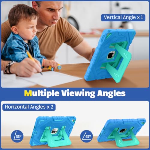 Image of Fintie Kid-Friendly Case for iPad 9th / 8th / 7th Generation 10.2 Inch | Fully-Body Rugged Heavy Duty Shockproof Cover, Portrait & Landscape Viewing, Built-in Kickstand, for Girls /Boys, Blue