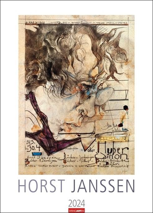 Horst Janssen Kalender 2024. Werke des deutschen Grafikers und Zeichners in einem großen Wand-Kalender. Hochwertiger Kunstkalender Großformat 49x68 cm