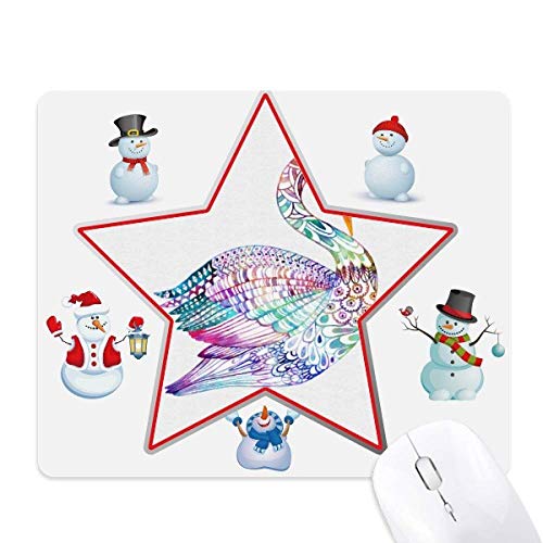 Tapis de souris motif bonhomme de neige étoile oiseaux colorés aquarelle déco