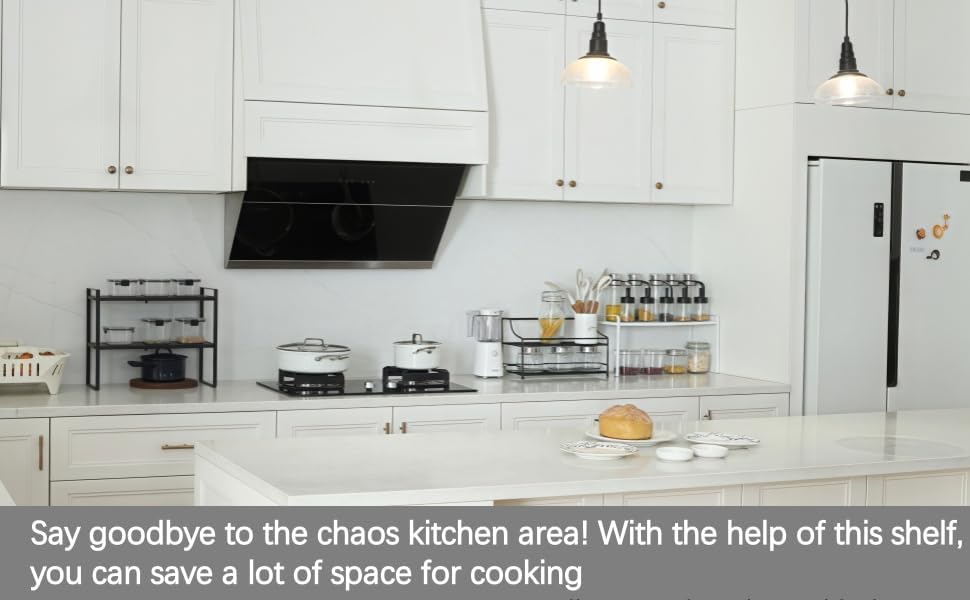 Expandable Cabinet Shelf Organizer Riser for Kitchen Pantry Cupboard Under Sink Countertop (white, 8.2’’D * 12.2-21.6’’W * 7.7’’H) - Image 5