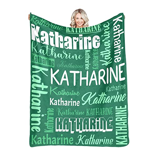 Personalized Blanket for Kids Adults Personalized Name Blanket Custom Blanket with Name Personalized Gifts for Christmas Birthday Valentines Day Mothers Fathers Day (Green, 40"x50")