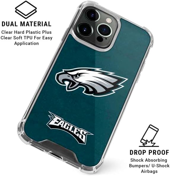 Skinit Clear Phone Case Compatible with iPhone 15 Pro Max - Officially Licensed NFL Philadelphia Eagles Distressed Design