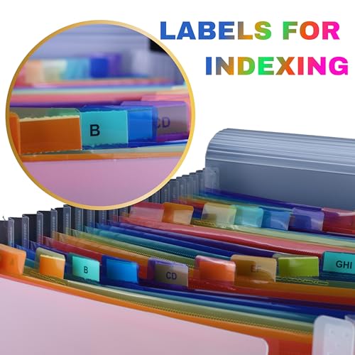 Image of SPS A4 Expanding File Folder - 24 Pockets | Transparent | High Capacity | Secure Elastic Closure | Fits A4 & Letter Size | Waterproof & Durable | Accordion File Organizer