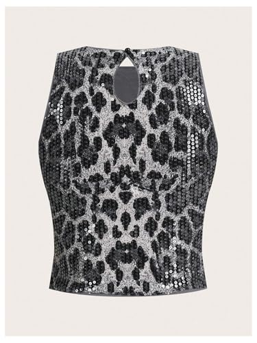 Floerns Women's Y2k Cheetah Tank Tops Sleeveless Shiny Sequin Date Night Party Camisole2
