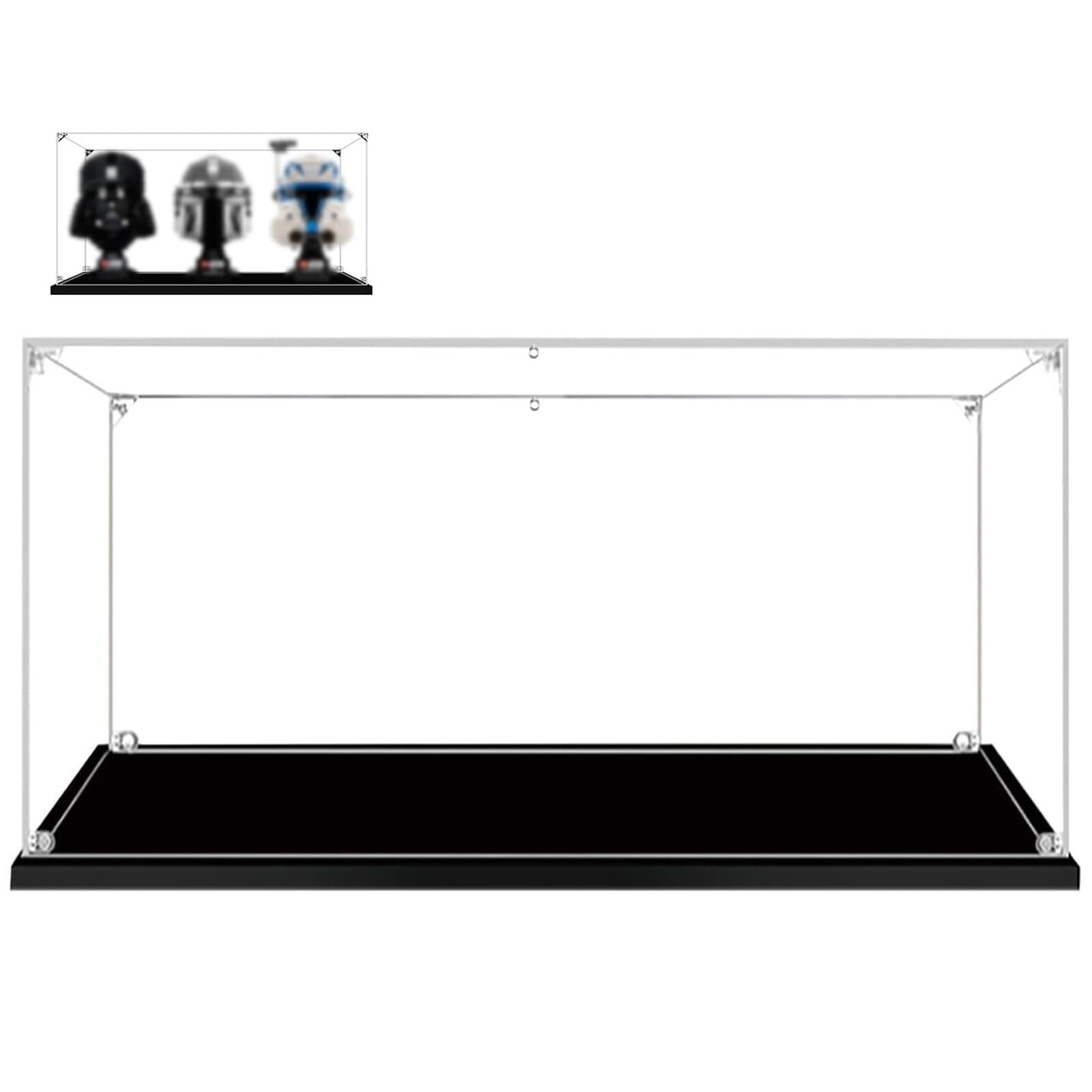 Vitrina de Acrílico Transparente con Base Negra - Caja Expositora a Prueba de Polvo para Figuras de Colección, Juguetes, Modelos y Coches - Montaje Fácil - Protección y Visualización Clara(50x20x25cm)