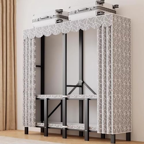 FAXJRU Armario Plegable, Estante de Almacenamiento de Pie para Colgar Ropa, Portátil Adecuado Ropero, Burro para Dormitorio, Trastero Portatil Sala de Estar(76in/193cm)