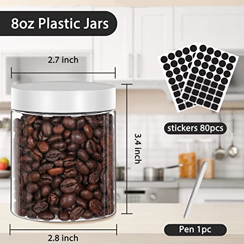 8 oz Plastic Jars with White Lid,36 Pack Refillable Food Jars | Canisters with Screw Lids,Clear Empty Slime Containers for Kitchen Food Storage,Cosmetic,Art Crtafts3