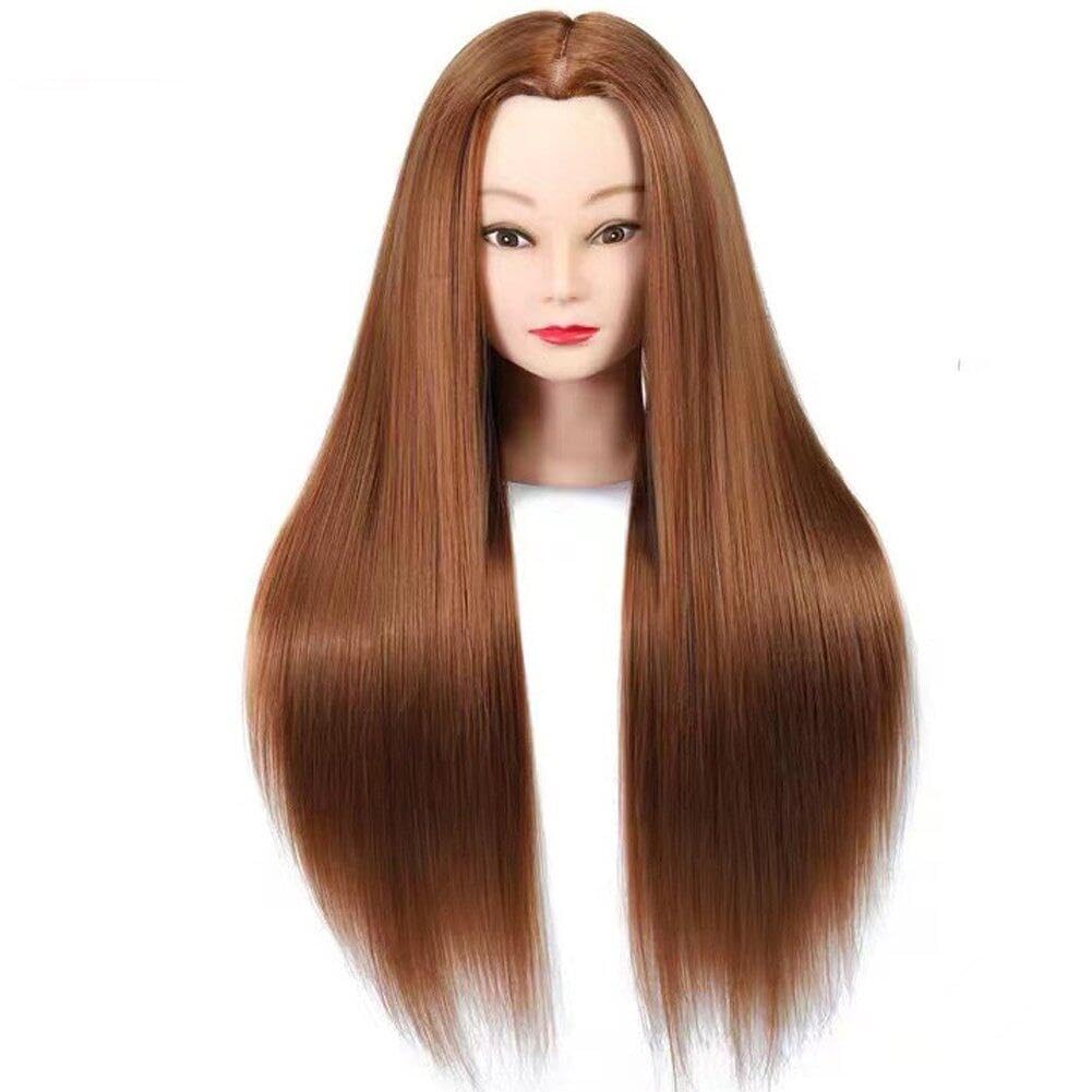 Mannequin avec cheveux synthétiques denses pour l'apprentissage des techniques de salon