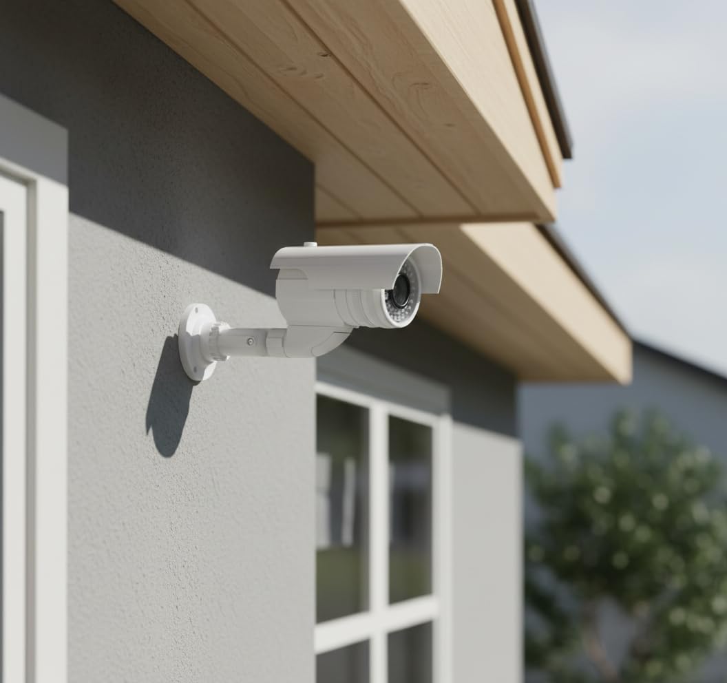 Caméra de surveillance factice avec LED clignotante dans un boîtier protégé contre les intempéries, fausse caméra de sécurité CCTV 720p pour l'intérieur et l'extérieur
