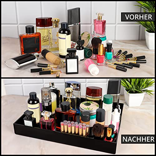 BELLE VOUS Schwarzes Tablett aus Acryl-Kunststoff mit Griffen – L 40,5 x B 30 cm – großes rechteckiges Tablett, auslaufsicher, dekorativ – Frühstück, Tee/Kaffee, Lebensmittel, Getränke