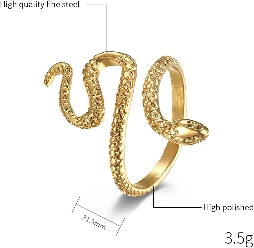Stainless Steel Punk Snake Ring for Women Vintage Animal Wrap Stacking Statement Rings - Image 2