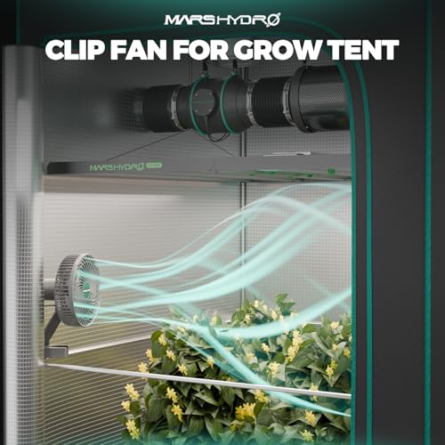 MARS HYDRO 2PCS M6 Grow Ventilator Oszillierend，10 Windstufen，APP/WiFi Steuerung über iHub oder Controller43 Clip Ventilator Growbox Growzelt ，Leiser Lüfter für Umluft und Kühlung im Indoor Grow
