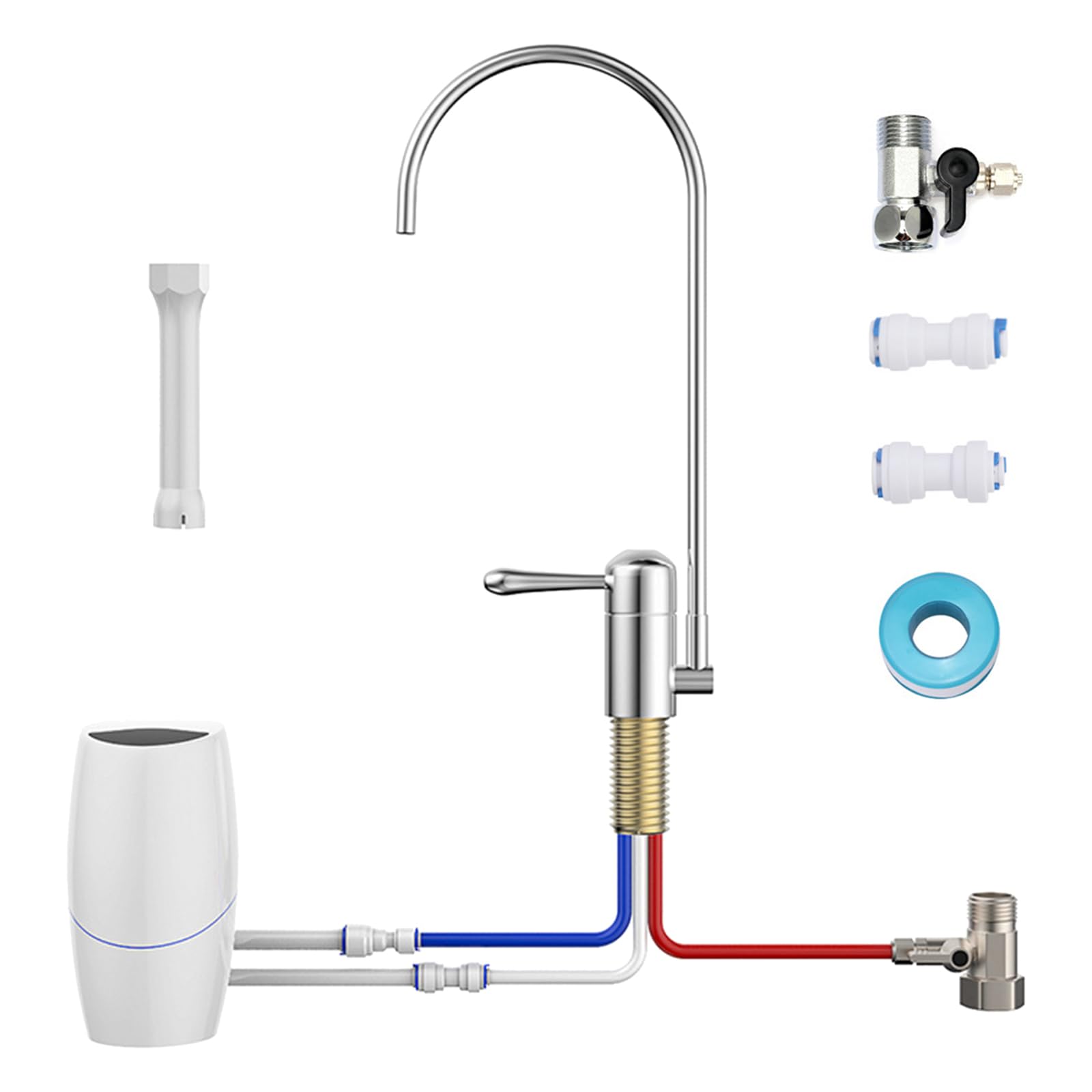 Rubinetto, Rubinetto Lavello Cucina Unidirezionale Senza Pressione Girevole a 360° Compatibile con Amway Espring Il Purificatore D'acqua con Kit di Accessor Manicotto di Montaggio Connettori Rapidi