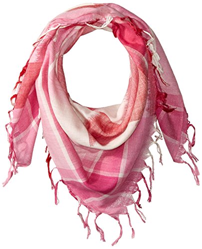 La Fiorentina Women s Plaid Checkered Scarf with Fringe, Pink, One Size