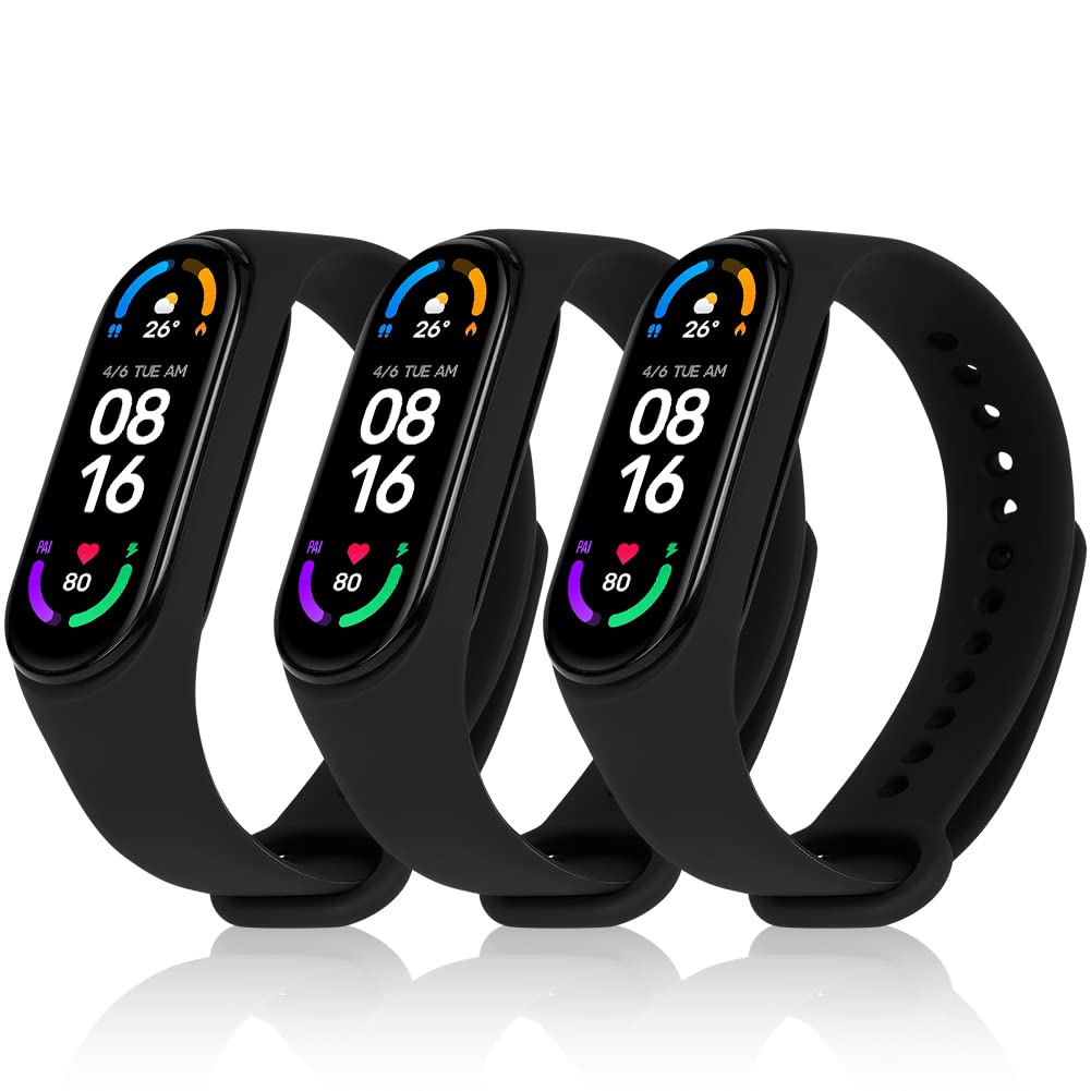 Ainiv Strap Replacement Compatible with Xiaomi Mi Band 7/Mi Band 6/Mi Band 5/Mi Band 4/Mi Band 3, 1/2/3/20pcs Silicone/Knitted/Stainless Steel Replacement Watchband Adjustable Sports Strap