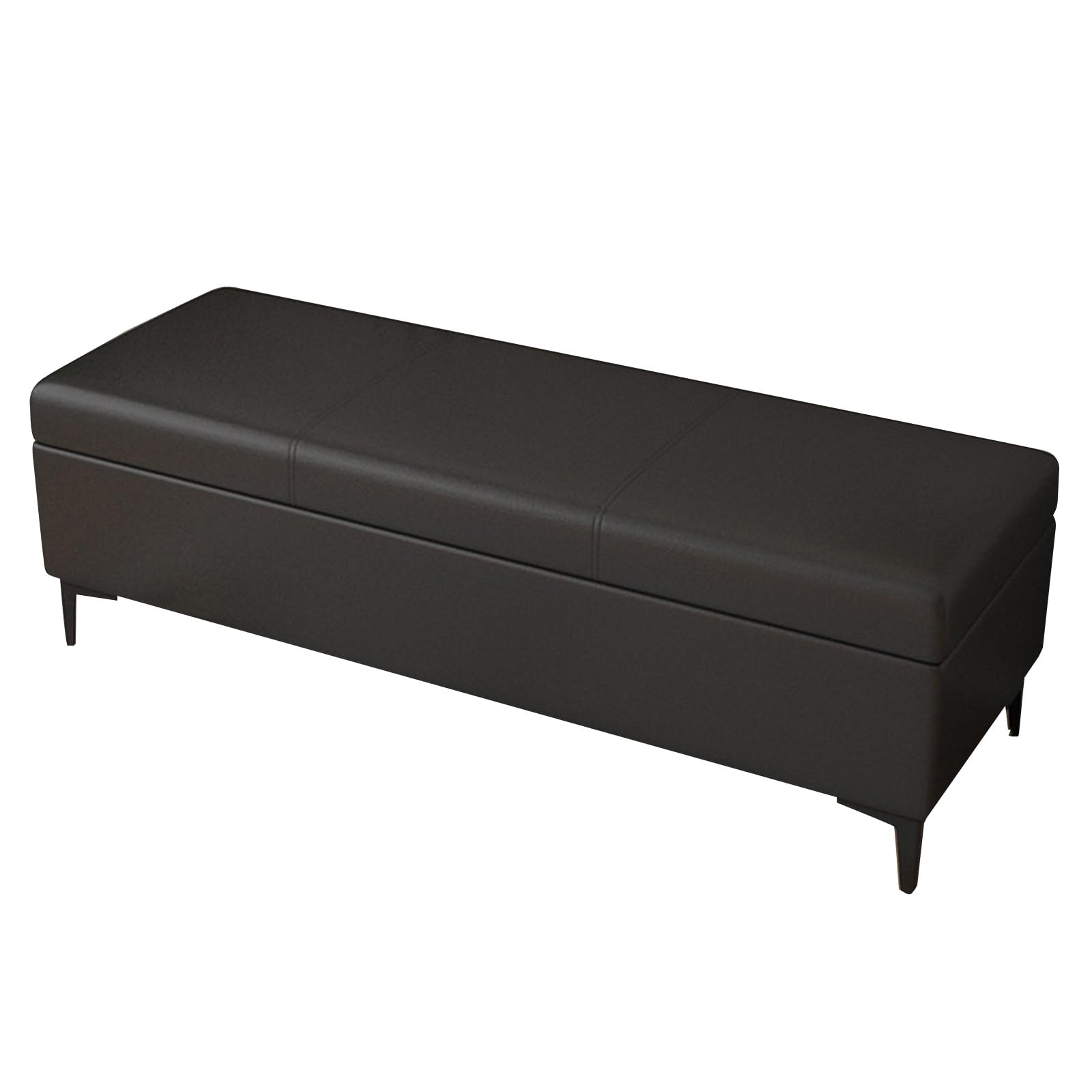 WJFTODAY Multi Functional Storage Bench for Entryway Black Leather Shoe with Sturdy Iron Legs Extra Seating 100cm/39.3in Stylish Home Storage Solution