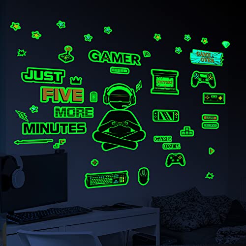 Glow In The Dark Game Wall Decal Video Game Room Decor Gaming Decals For Boys Room Wall Stickers For Kids Bedroom Sticker Home Playroom Decoration #TOP6