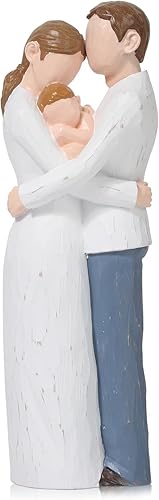 Miniatura 1 de Figura de familia de tres, figura de resina de amor familiar para mamá, papá y niños figura esculpida pintada a mano, estatuas temáticas de regalo
