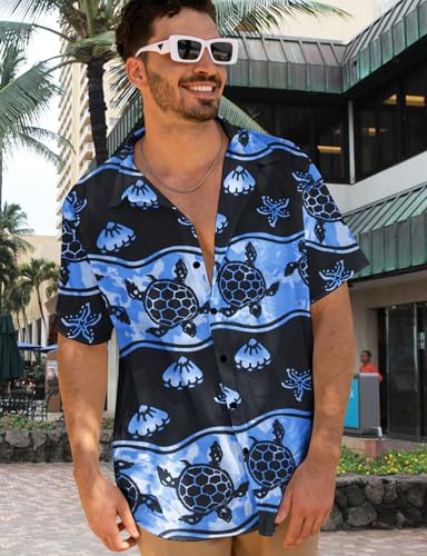 Image of Yoimira Hawaiian Shirts for Men, Print Mens Casual Short Sleeve Button Down Shirts Floral Aloha Beach Shirt