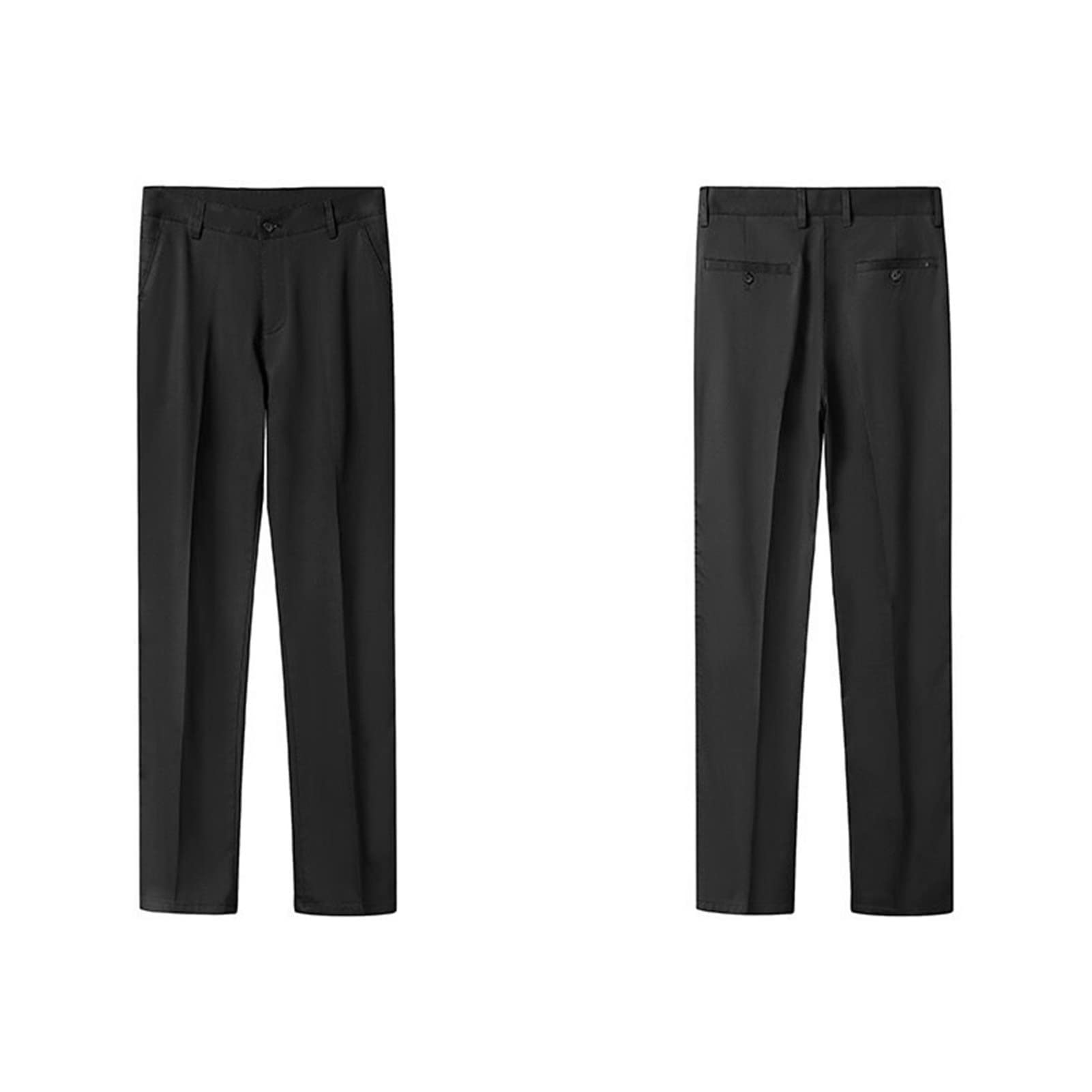 Men's Slim Fit Stretch Pant Classic Solid Color Casual Suit Pant Lightweight Business Comfort Trousers (Black,34)
