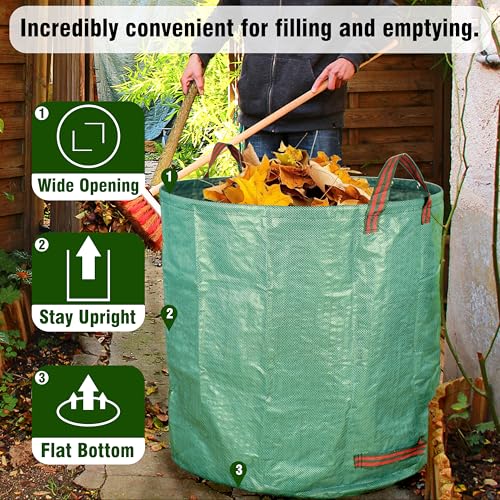 Gardzen GBT03-N 2-Pack 132 Gallons Gardening Bag With Double Bottom Layer - Extra Large Reuseable Heavy Duty Gardening Bags, Lawn Pool Garden Leaf Waste Bag thumb #2