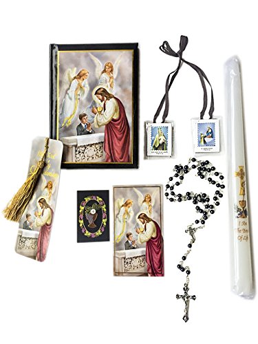 Boys Blessed Sacrament Deluxe First Communion Gift Box Set with Candle