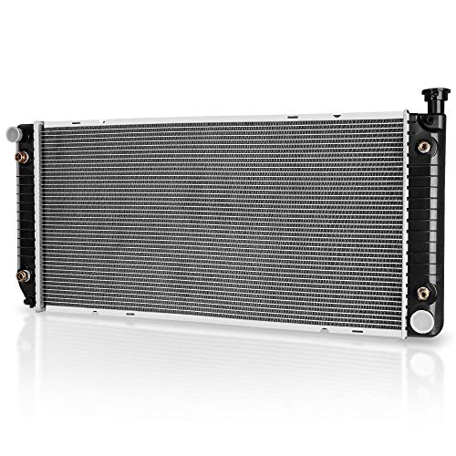 Image of DWVO 34 inch Radiator Compatible with Chevy GMC Suburban Yukon Tahoe Pickup Escalade C1500 C2500 C3500 K1500 K2500 K3500 5.0L 5.7L V8 A /T with Transmission & Engine Oil Cooler CU1693
