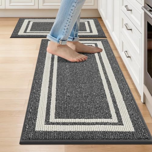 COSY HOMEER Kitchen Rugs Sets of 2 Non-Slip Washable,20"x30"+20"x48"