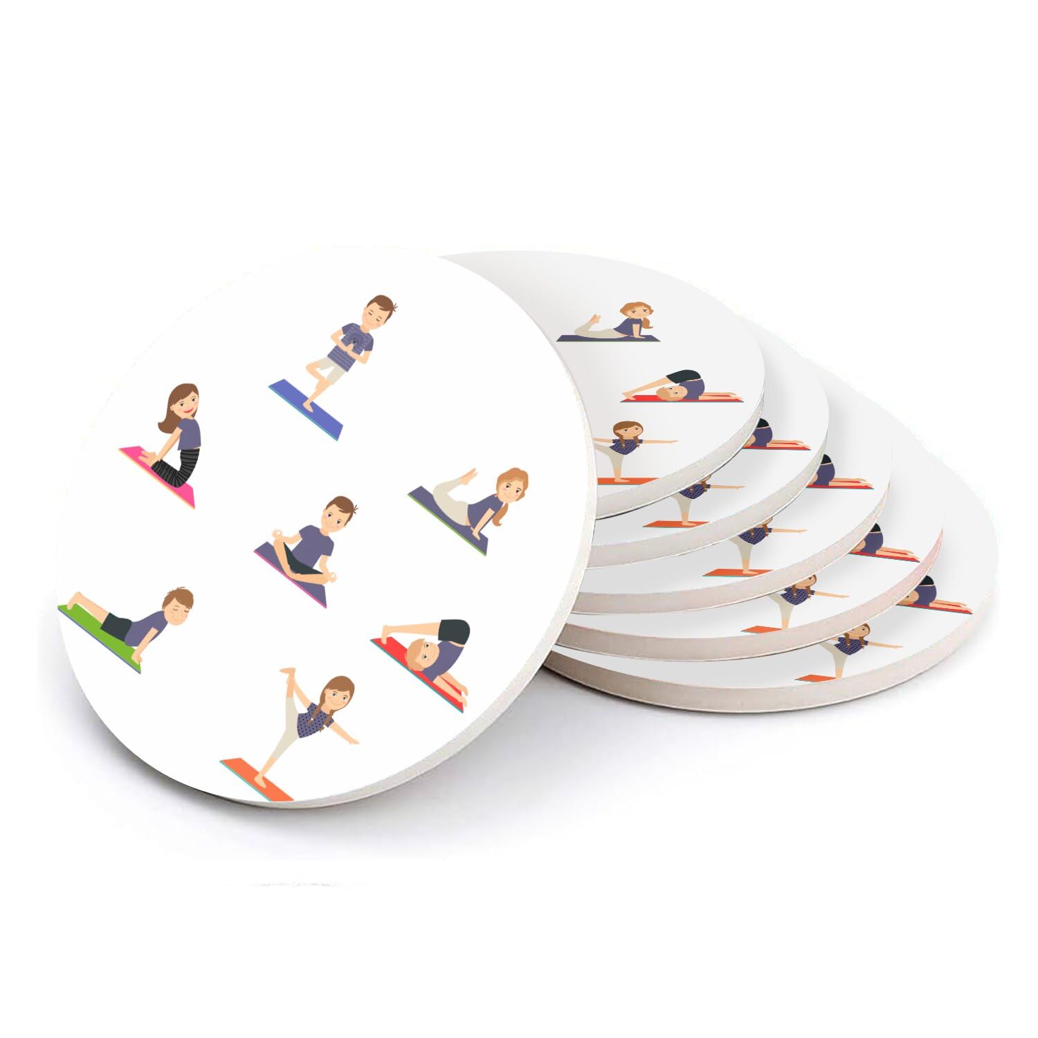 Sous verre ronds en céramique Yoga Enfants de qualité supérieure avec finitions Hatha Yoga