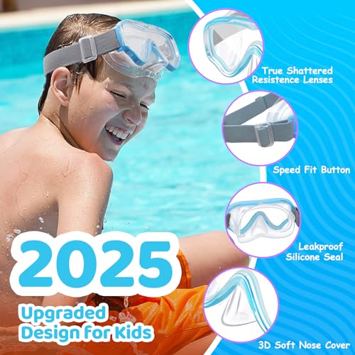 image for Vvinca Swim-Goggles with Nose Cover, 2 Packs Elastic Fabric Strap Snor