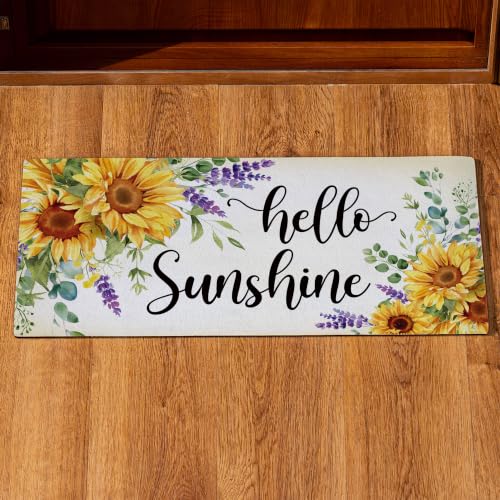 Evergreen Sassafras Doormat Insert 22 x 10 Hello Sunshine Sunflower Front Door Mat Outdoor Entrance Indoor Entryway Rug All Season Welcome Mat