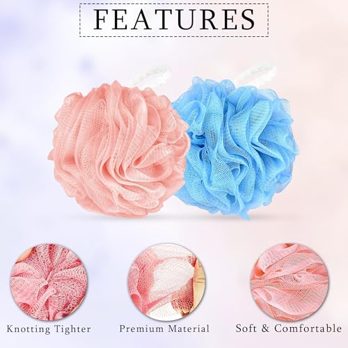 Image of GLUN High Cleansing Bath Large Loofah Sponge | Exfoliating Scrubber for Enhanced Lather & Smooth Skin Pack of 2