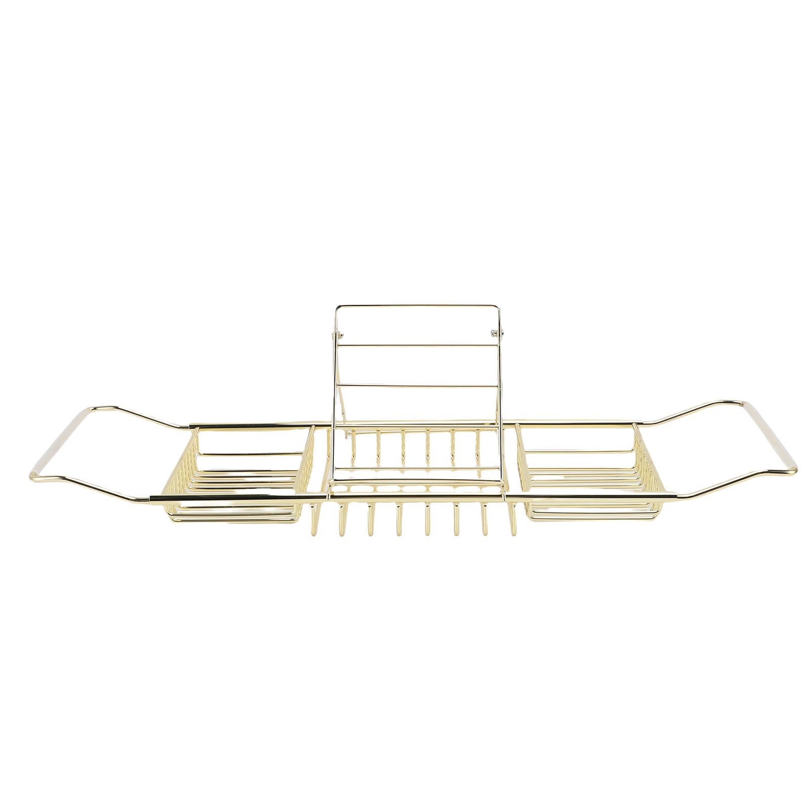 MYUYEE Expandable Stainless Steel Bathtub Tray Adjustable Bath Caddy For Soap Shampoo & Bath Balls Storage Practical Bathroom Nizer For Relaxation And Convenience (Or)