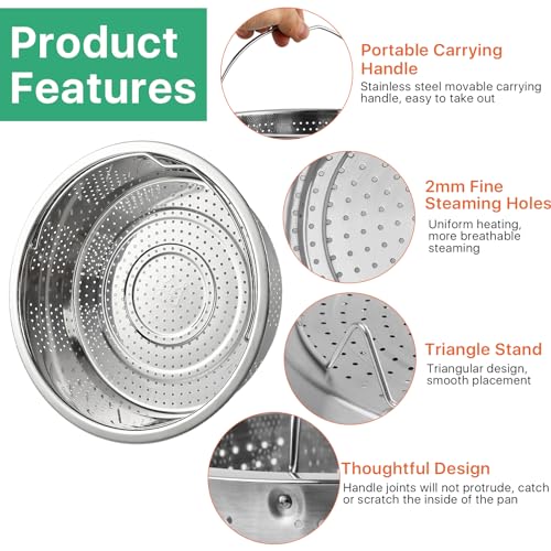 Lainballow Steamer Basket, Stainless Steel Pot Strainer Steamer, Vegetable Steamer Insert for Pot, Veggie Steamer with Handle for Vegetables, Egg, Pasta, Seafood (8.7 inch) - Thumbnail 3
