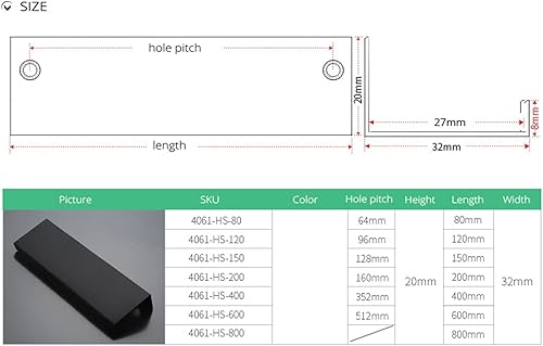 Miniatura 5 de ZZZYW Manijas ocultas de gabinete de 1.496 pulgadas, manijas de gabinete de cocina, manijas de cajón, manijas de puerta de muebles (color negro,